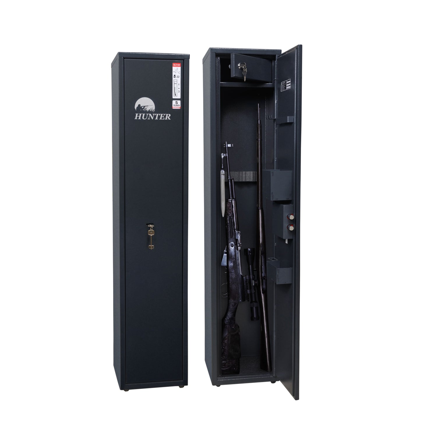 Armadio Portafucili Blindato per Armi — 4 Fucili · 1240×260×260 mm