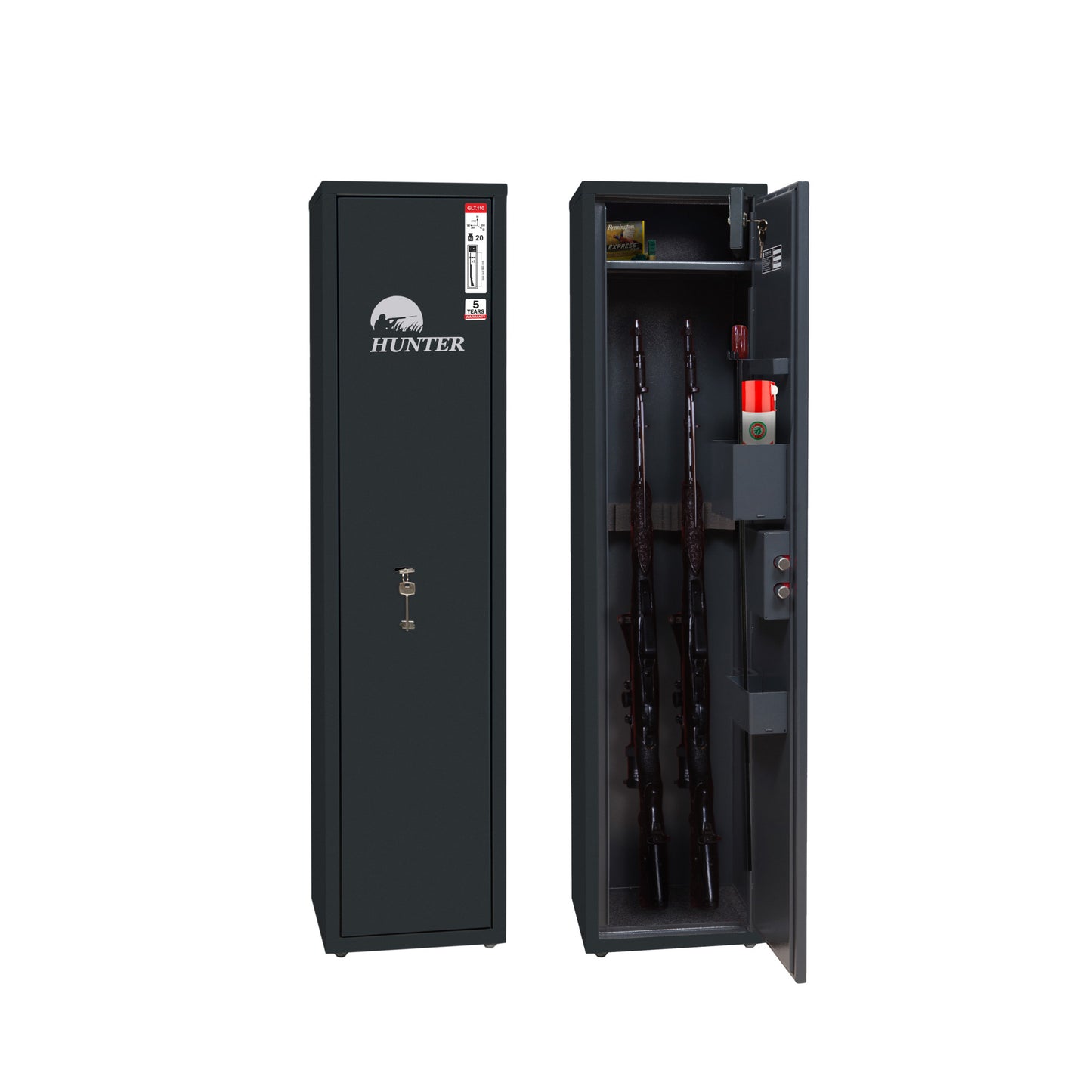 Armadio Portafucili Blindato per Armi — 4 Fucili · 1100×260×260 mm
