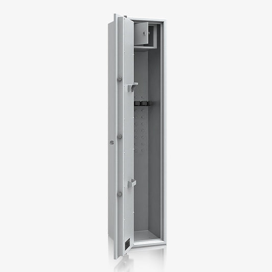 Armadio Portafucili Certificato S1 — da 5 a 10 Fucili · 1550×320×360 mm - vista aperta