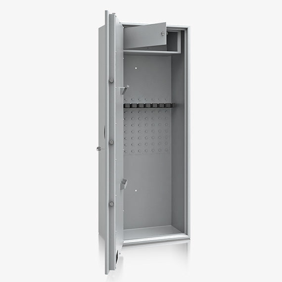 Armadio Portafucili Certificato S1 — da 5 a 10 Fucili · 1550×320×360 mm - vista aperta