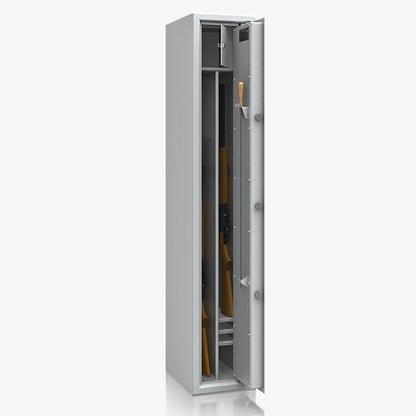 Armadio Blindato Portafucili Certificato S2 — da 4 a 10 Fucili · 1550×280×385 mm - vista aperta