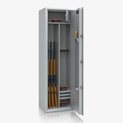 Armadio Blindato Portafucili Certificato S2 — da 4 a 10 Fucili · 1550×280×385 mm - vista laterale